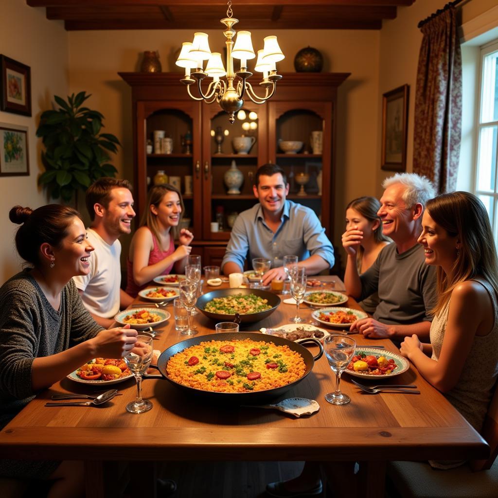 Family Dinner with Paella in Spain