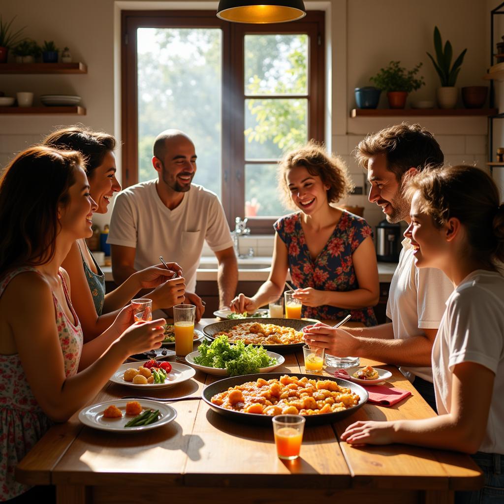 A Spanish Family Prepares Paella