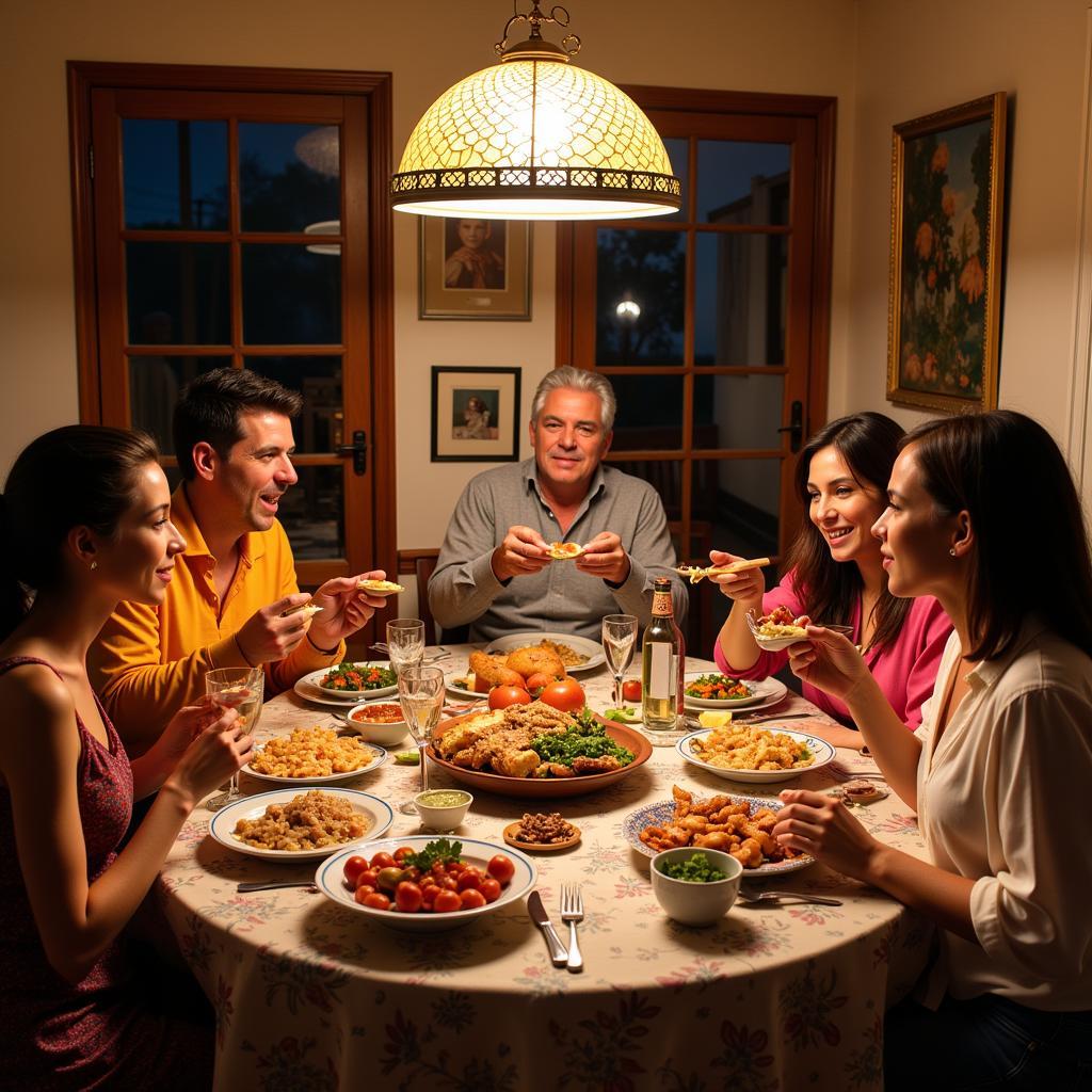 Spanish Family Sharing a Meal