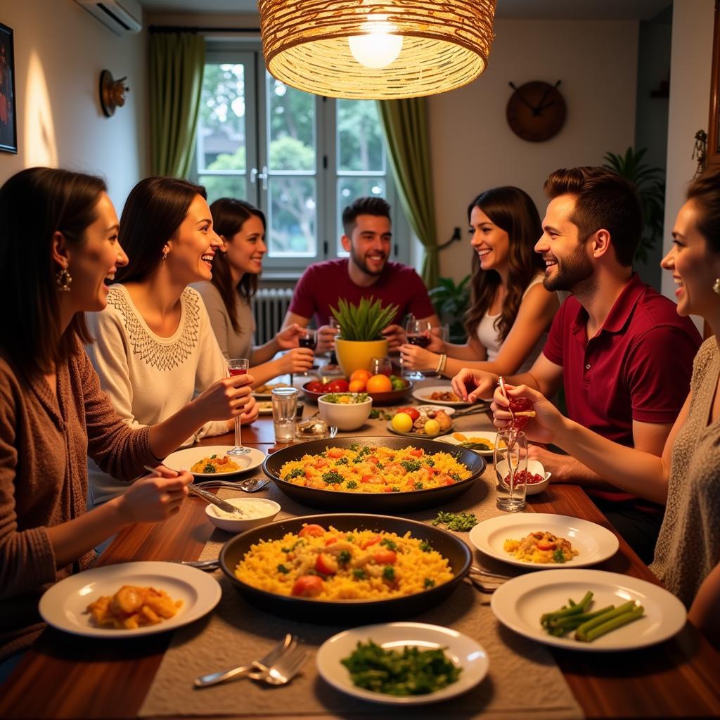 Spanish Family Sharing Paella