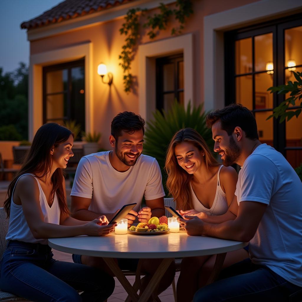 Family enjoying Airbox home wifi in their Spanish villa