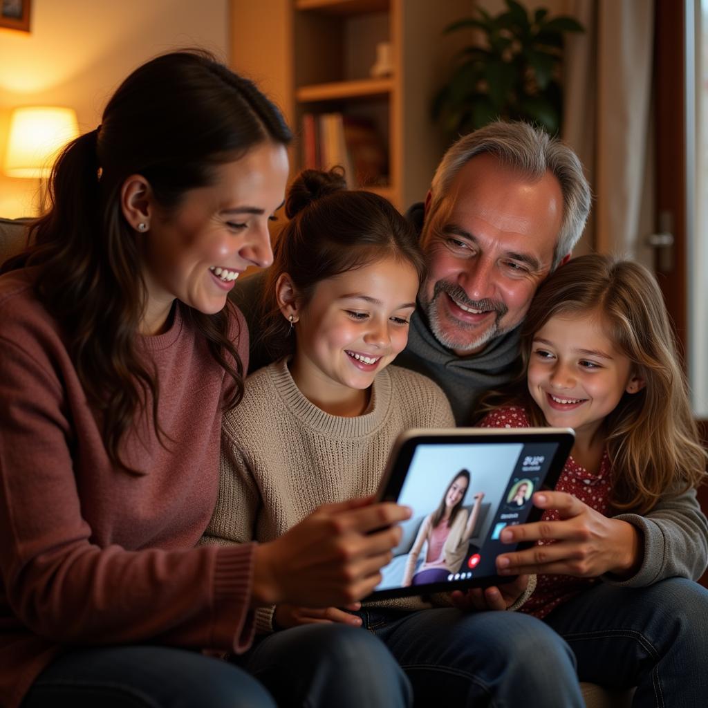 Spanish Family Enjoys Video Chat with Relatives Abroad