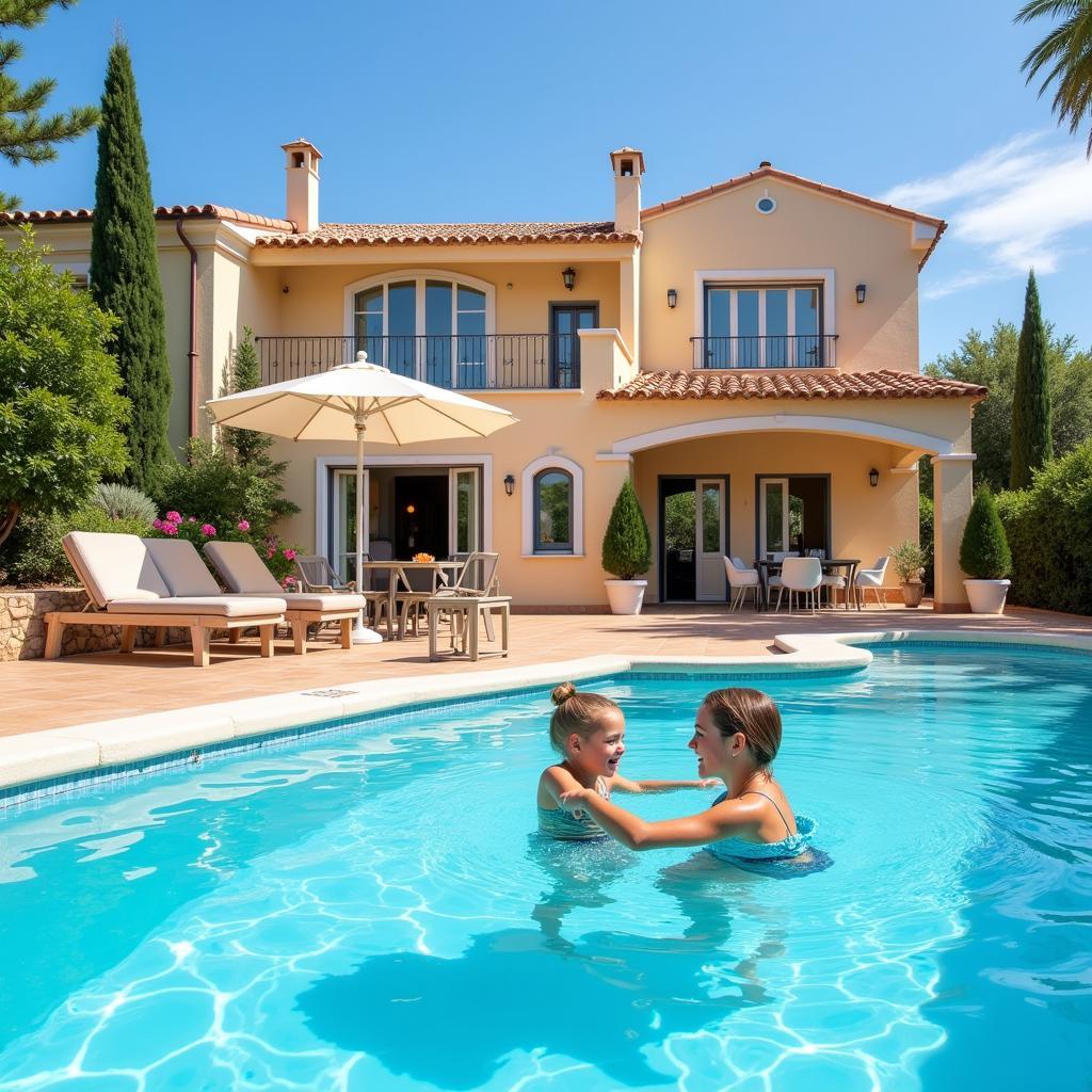 Family enjoying a Private Villa Pool in Spain