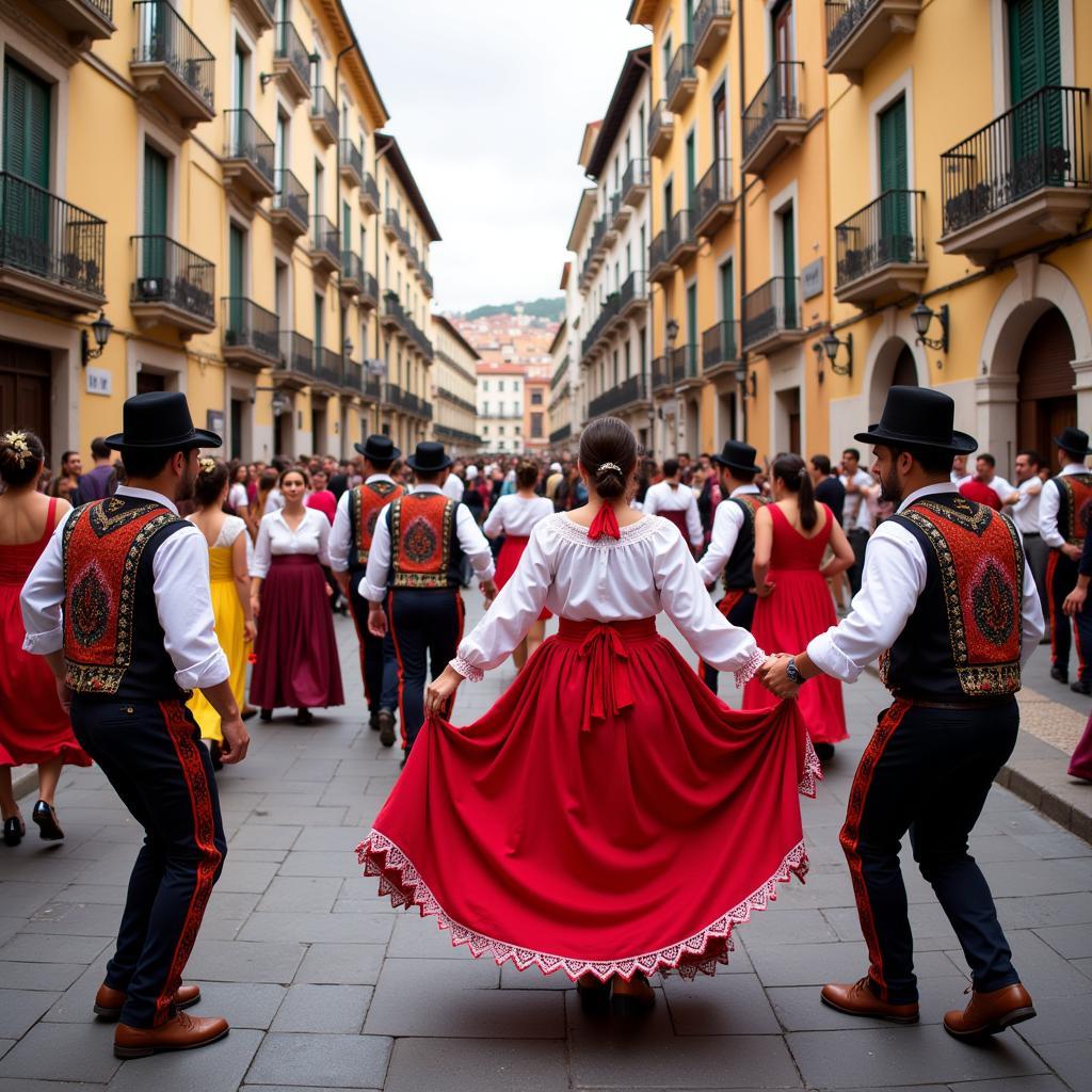 Locals celebrating a traditional Spanish festival