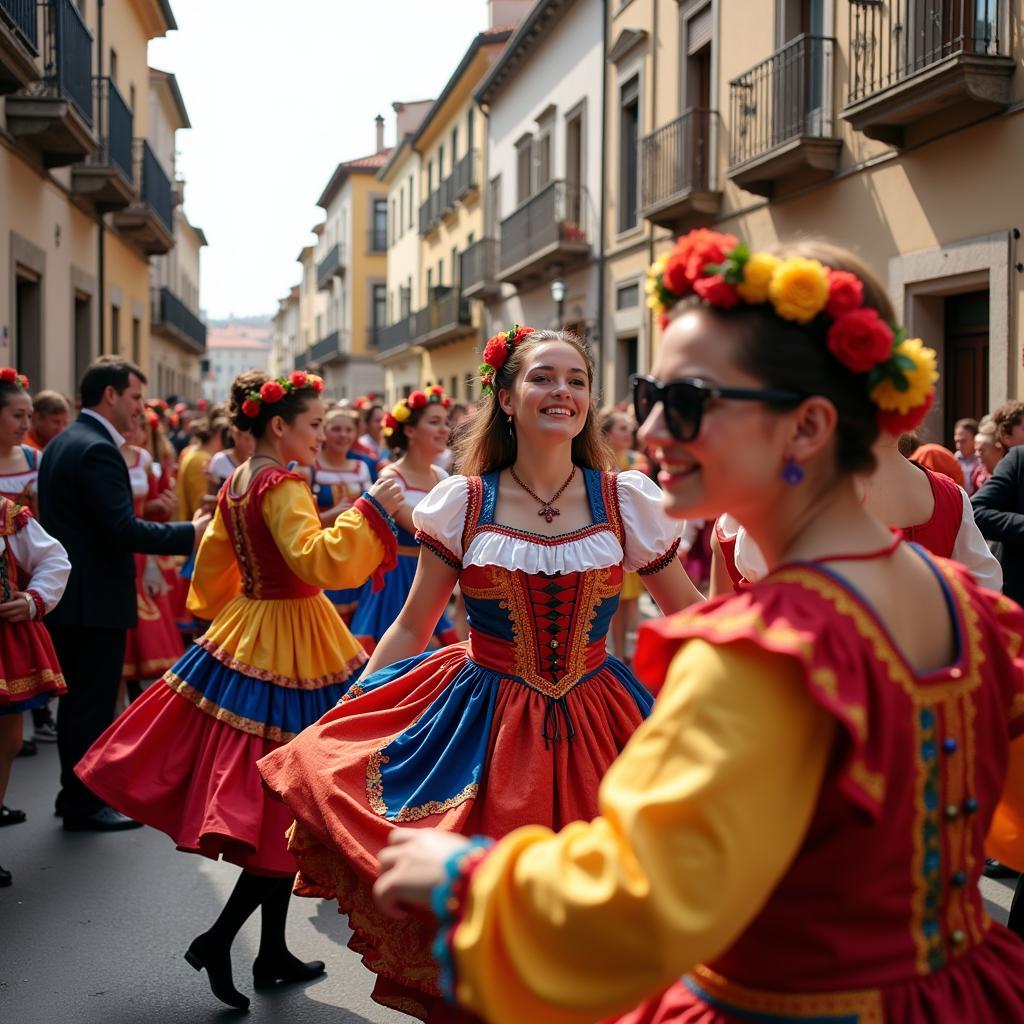 A vibrant Spanish festival celebration