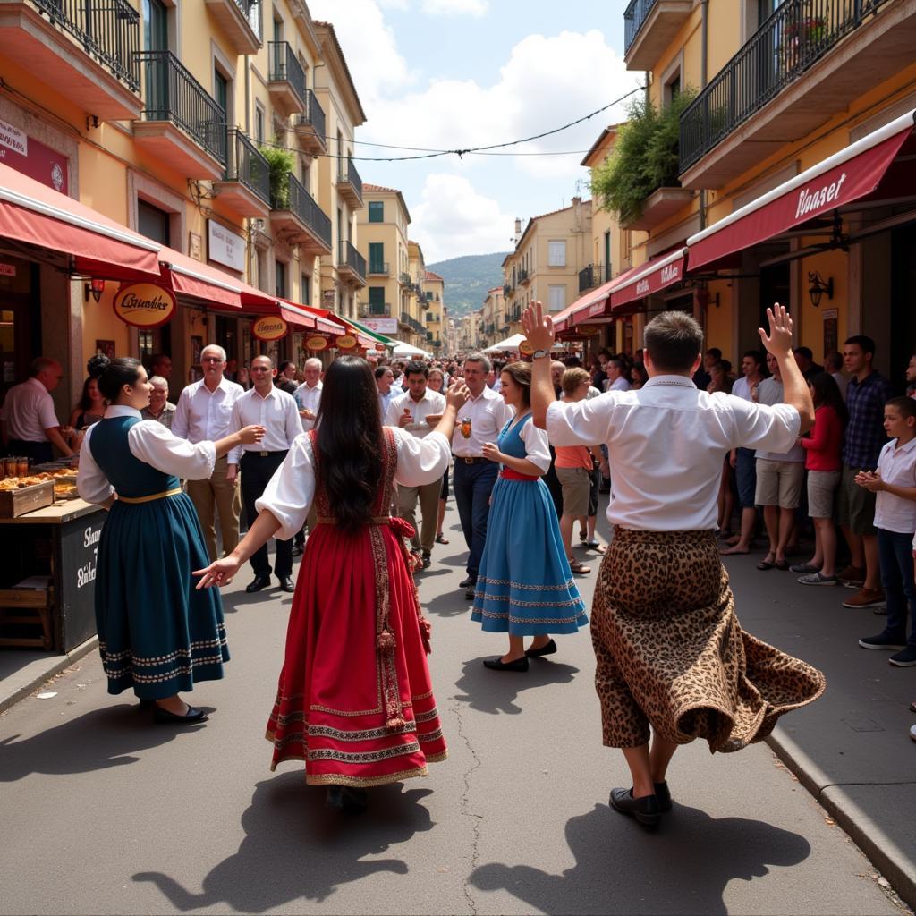 Local festival street party in Spain