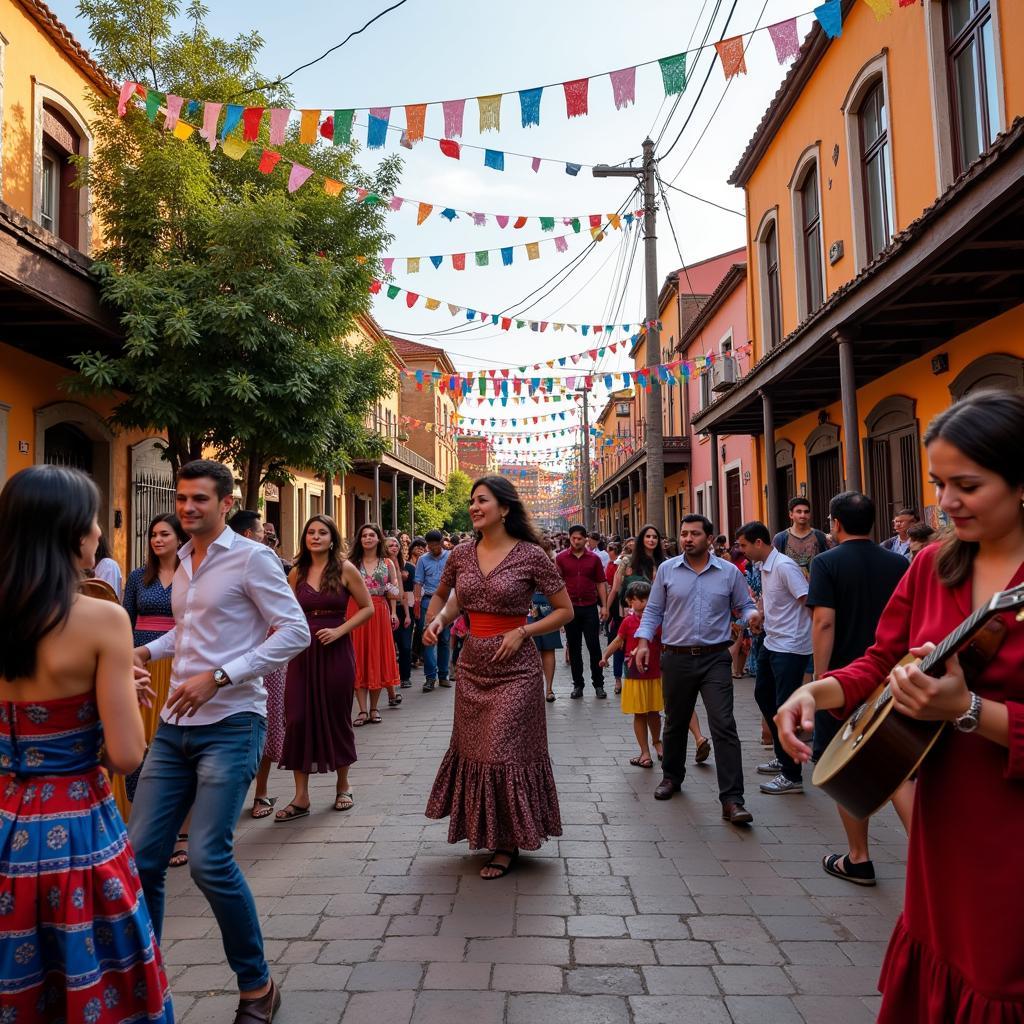 Spanish Festival Street Party Near a Sanchis Home