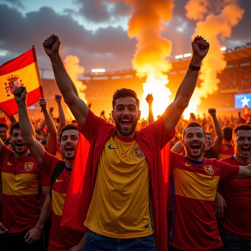 Spanish Football Fans Celebrating