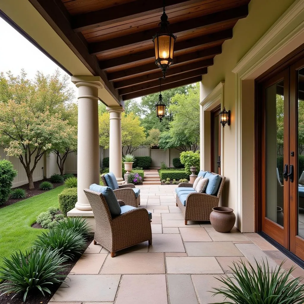 Patio and garden in a Spanish home