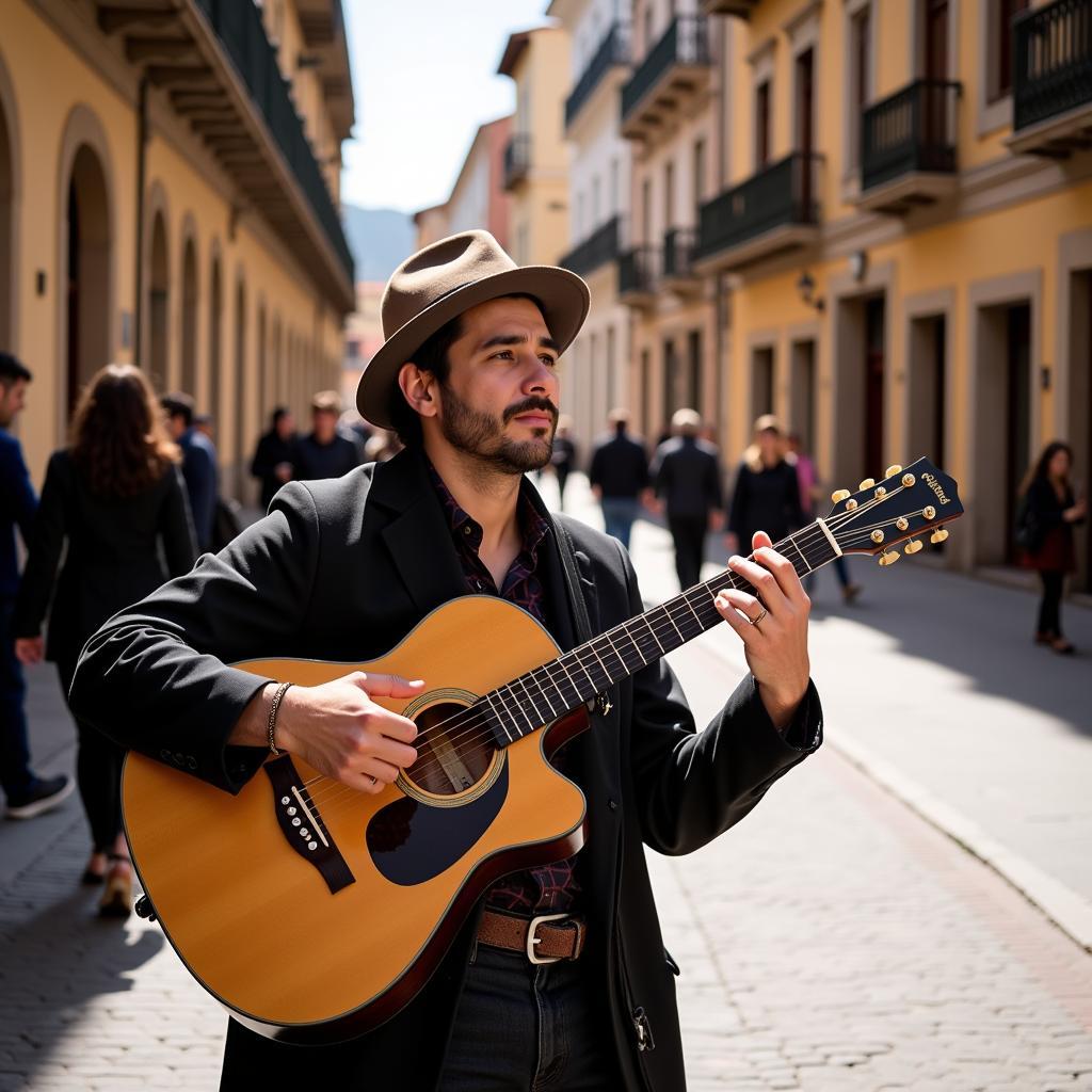 A local musician serenading with Spanish guitar