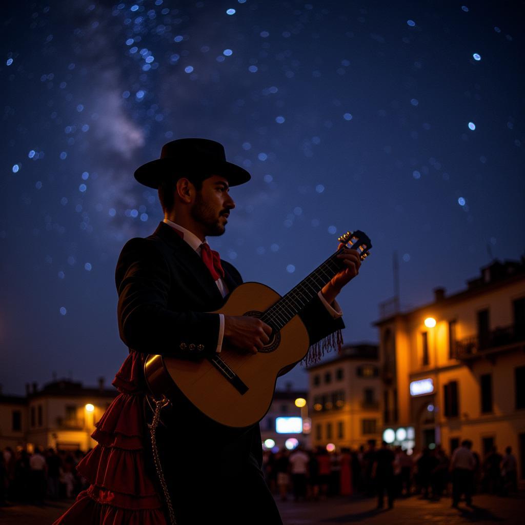 Passionate flamenco performance under the Spanish night sky