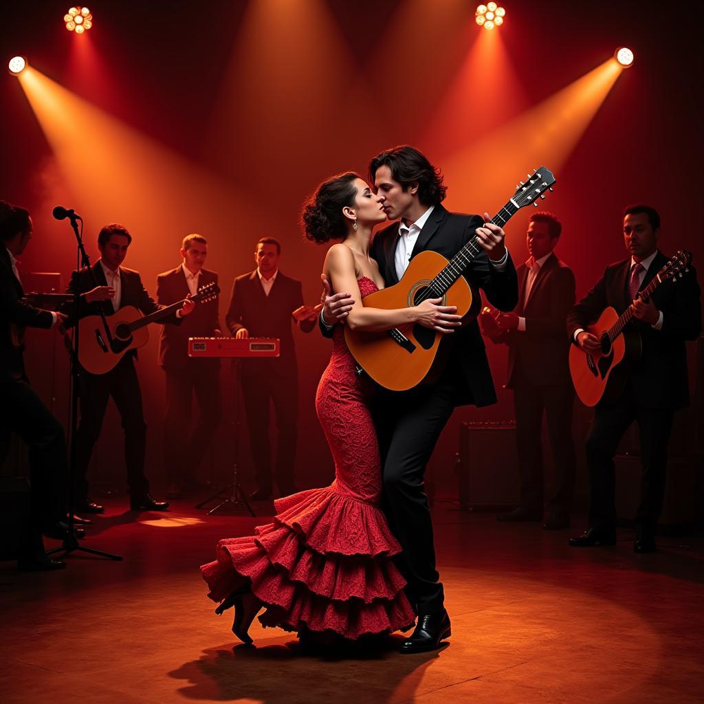 Passionate Spanish Guitarist Performing Flamenco