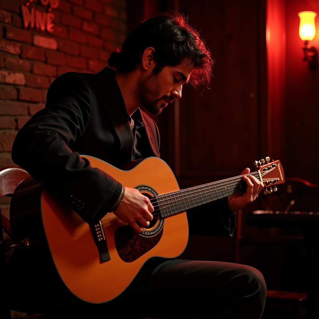 Flamenco guitarist performing in Spain