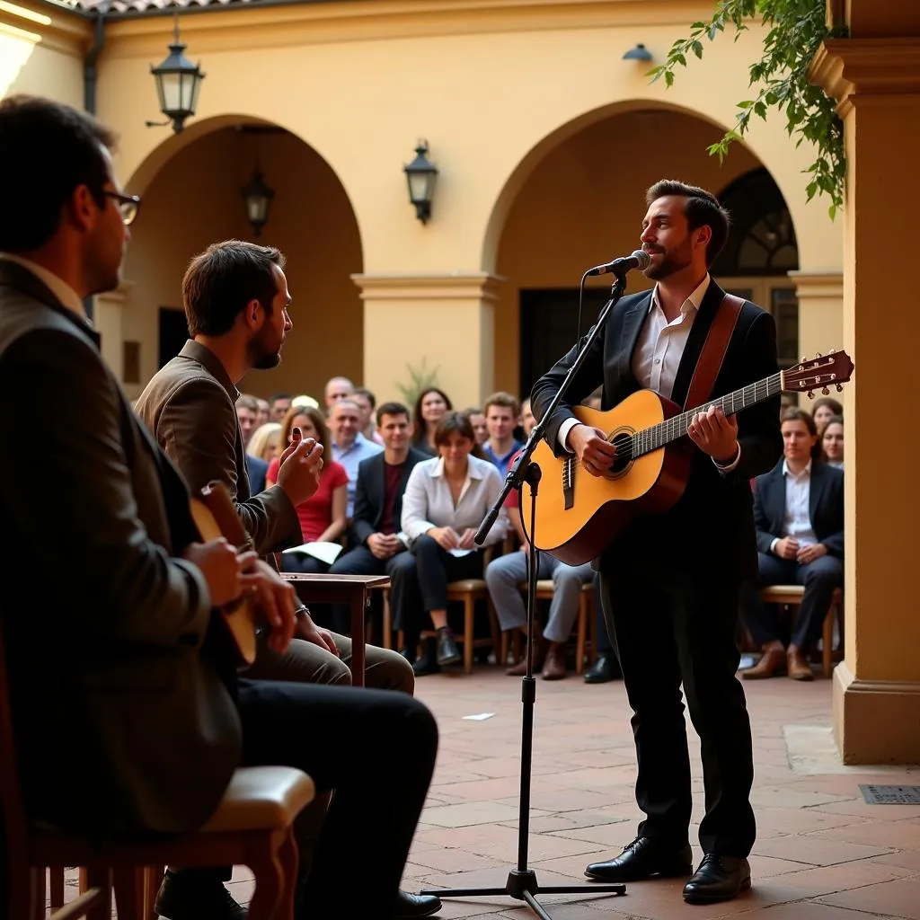 Flamenco performance in a charming Spanish courtyard