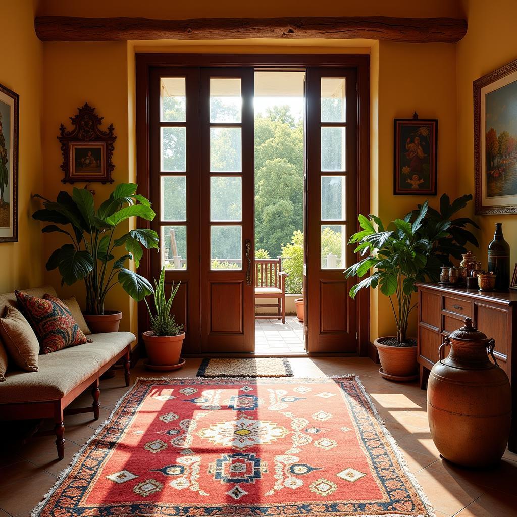 A traditional Spanish home featuring a vibrant alfombra