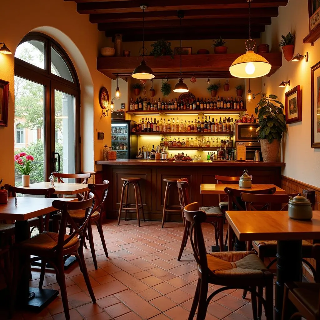 Cozy interior of a Spanish home burger bar