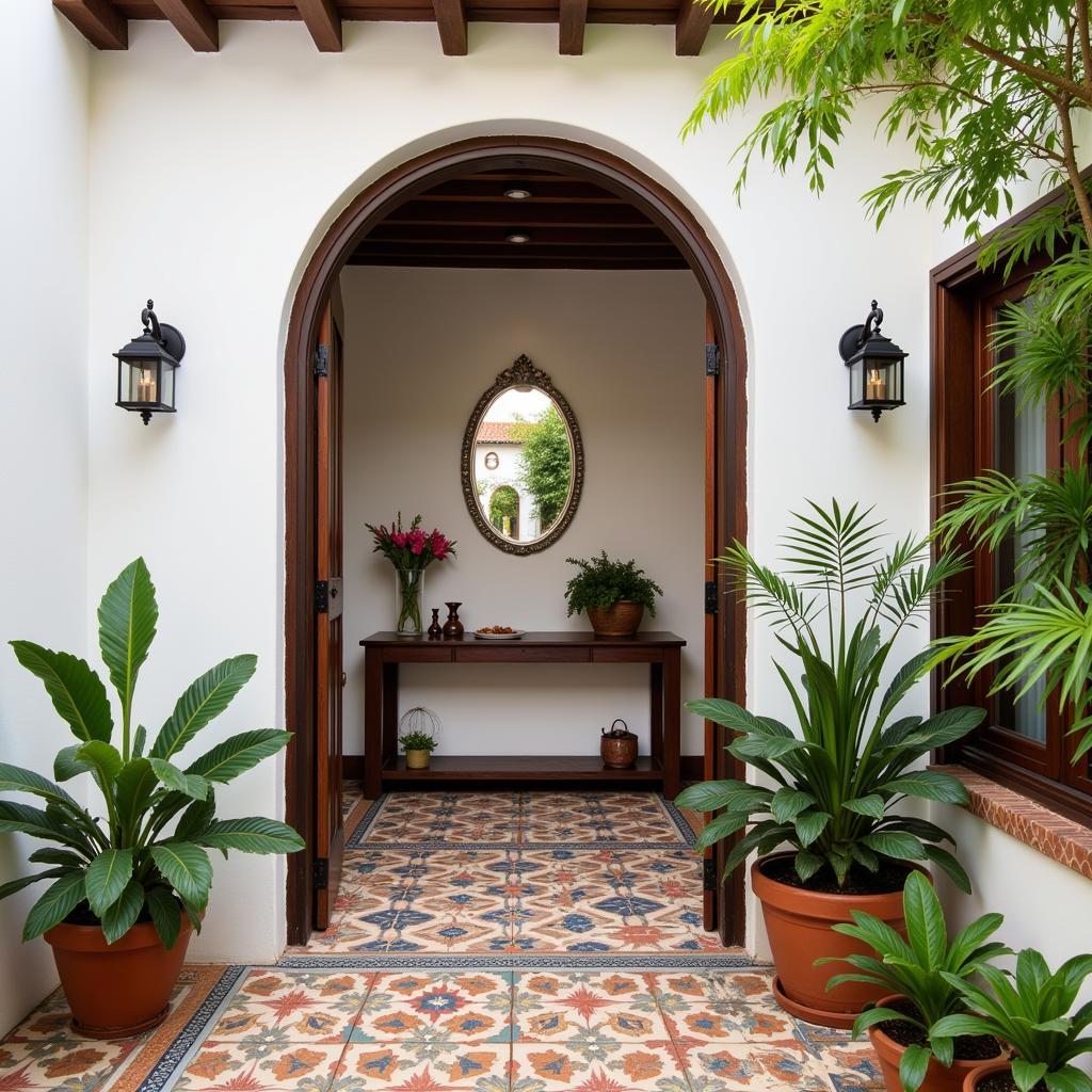 A welcoming Spanish home entryway featuring a Zara Home mirror