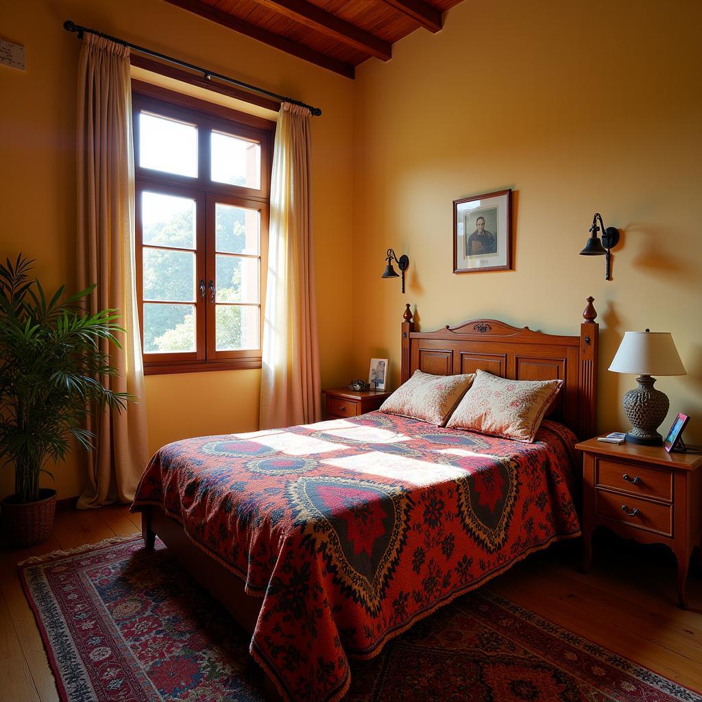 Cozy Spanish bedroom with a vibrant funda nordica