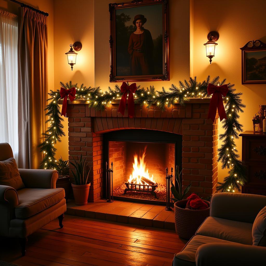 Spanish Home Decorated with Guirnaldas for Christmas