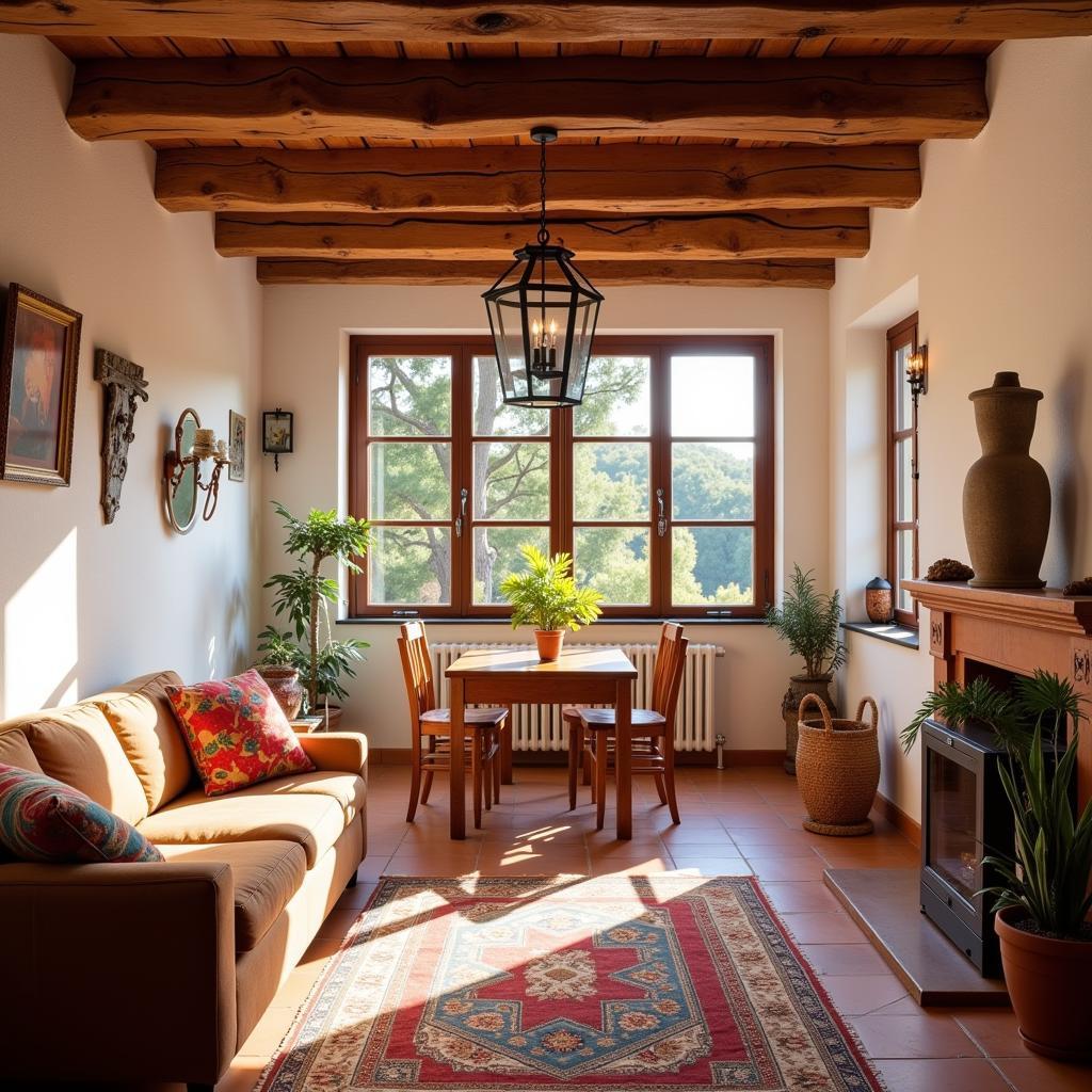 Cozy living room of a Spanish homestay