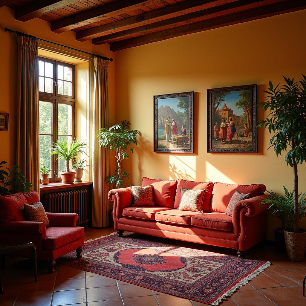 Traditional Spanish Home Interior with Cuadros