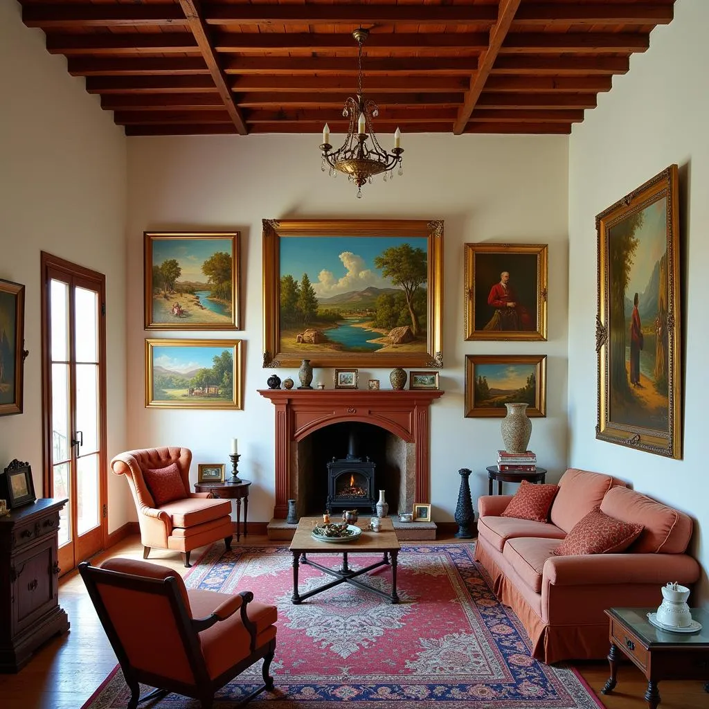 Spanish Home Interior with Original Cuadros