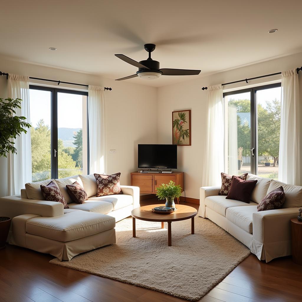 Modern Spanish home interior with a star home ventilador