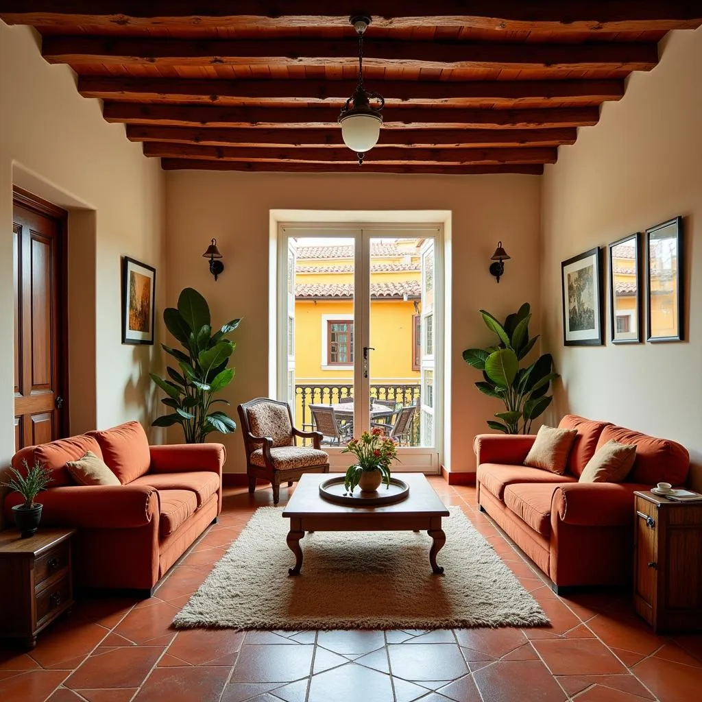 Cozy living room in a traditional Spanish home