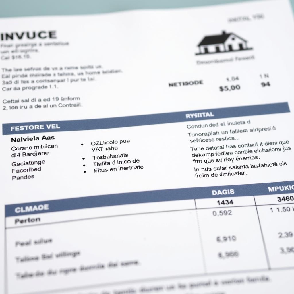 A Spanish Home Rental Invoice