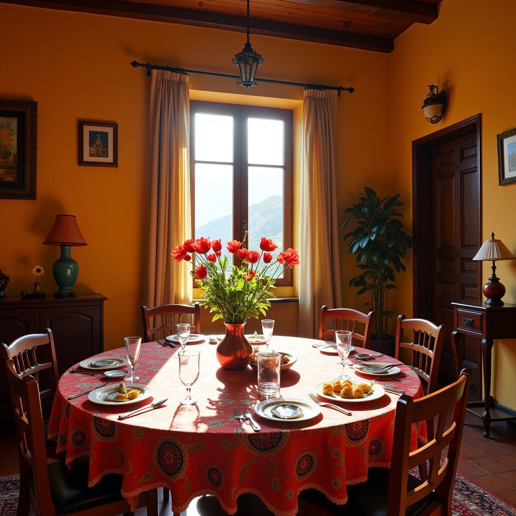 Cozy dining room in a Spanish home restaurant