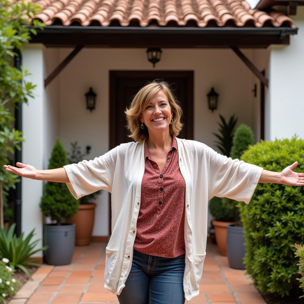 Spanish Home Stay Host Greeting Guests