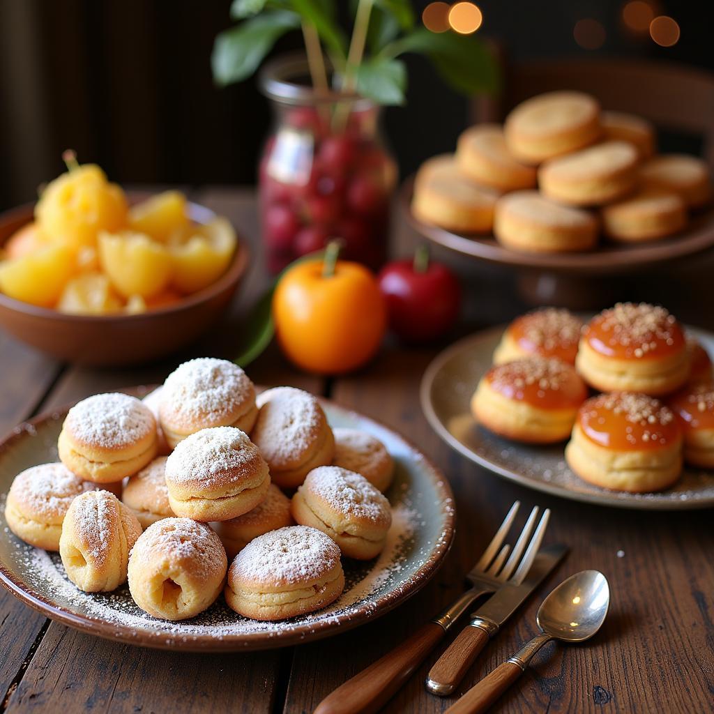 A table laden with an assortment of colorful Spanish home sweets