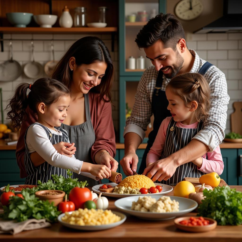 Preparing a traditional Spanish meal in a homes classics homestay kitchen