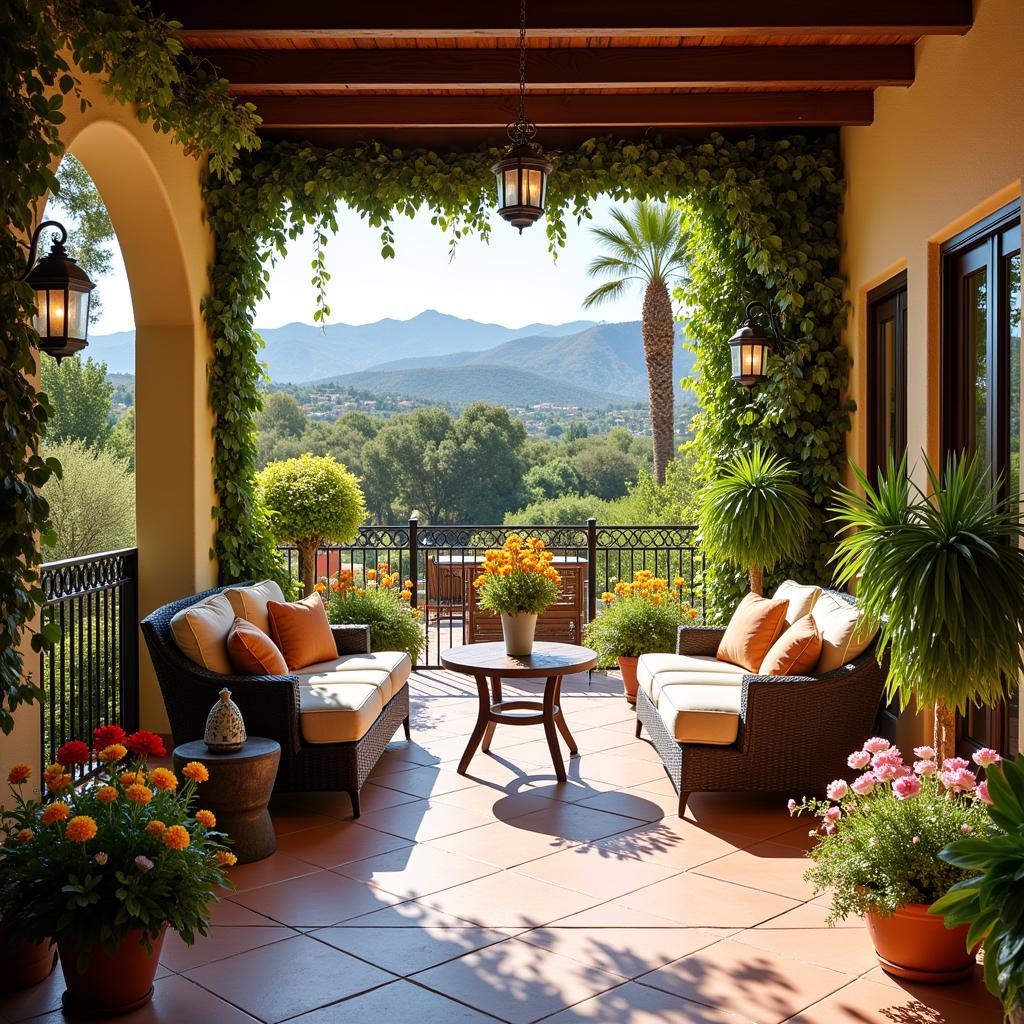 Relaxing in a picturesque patio of a Spanish homes classics homestay