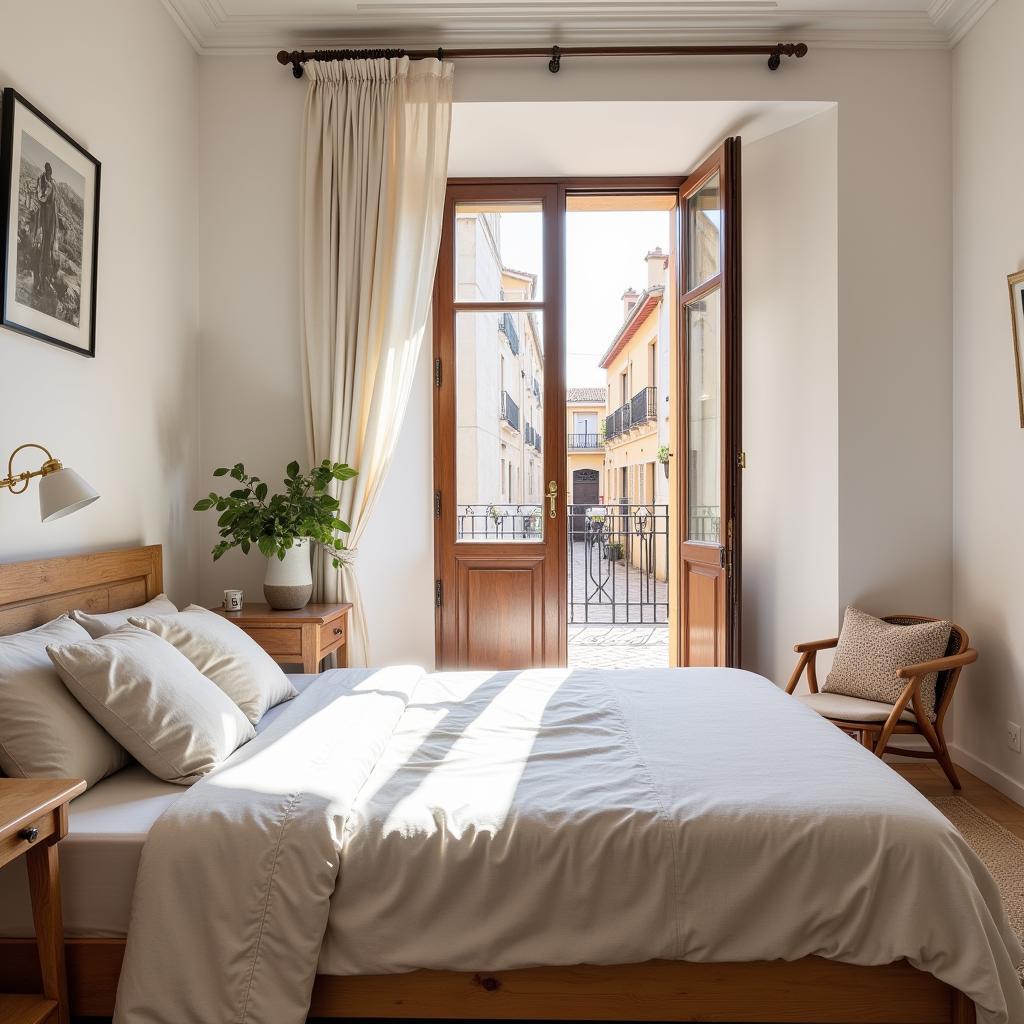 A Spanish homestay bedroom with Zara Home accents