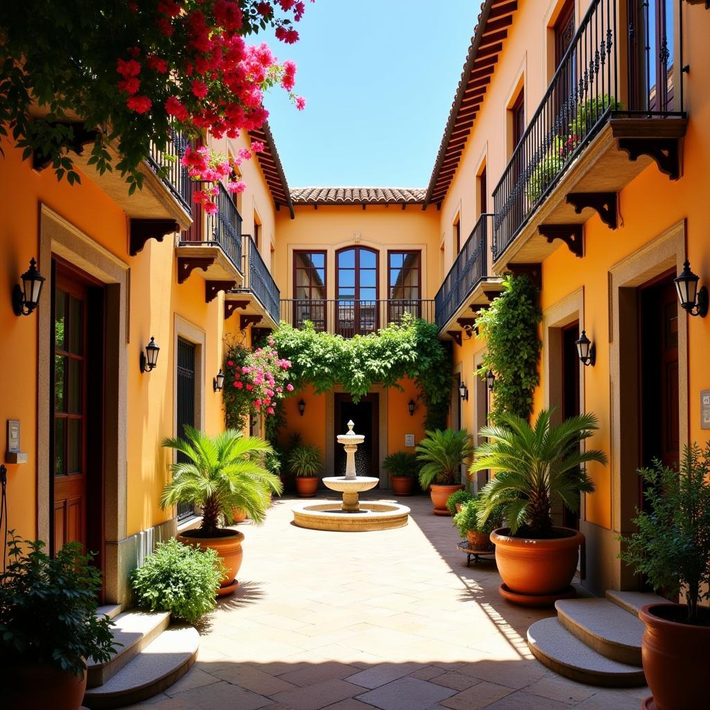 Sunlit Courtyard in a Spanish Homestay