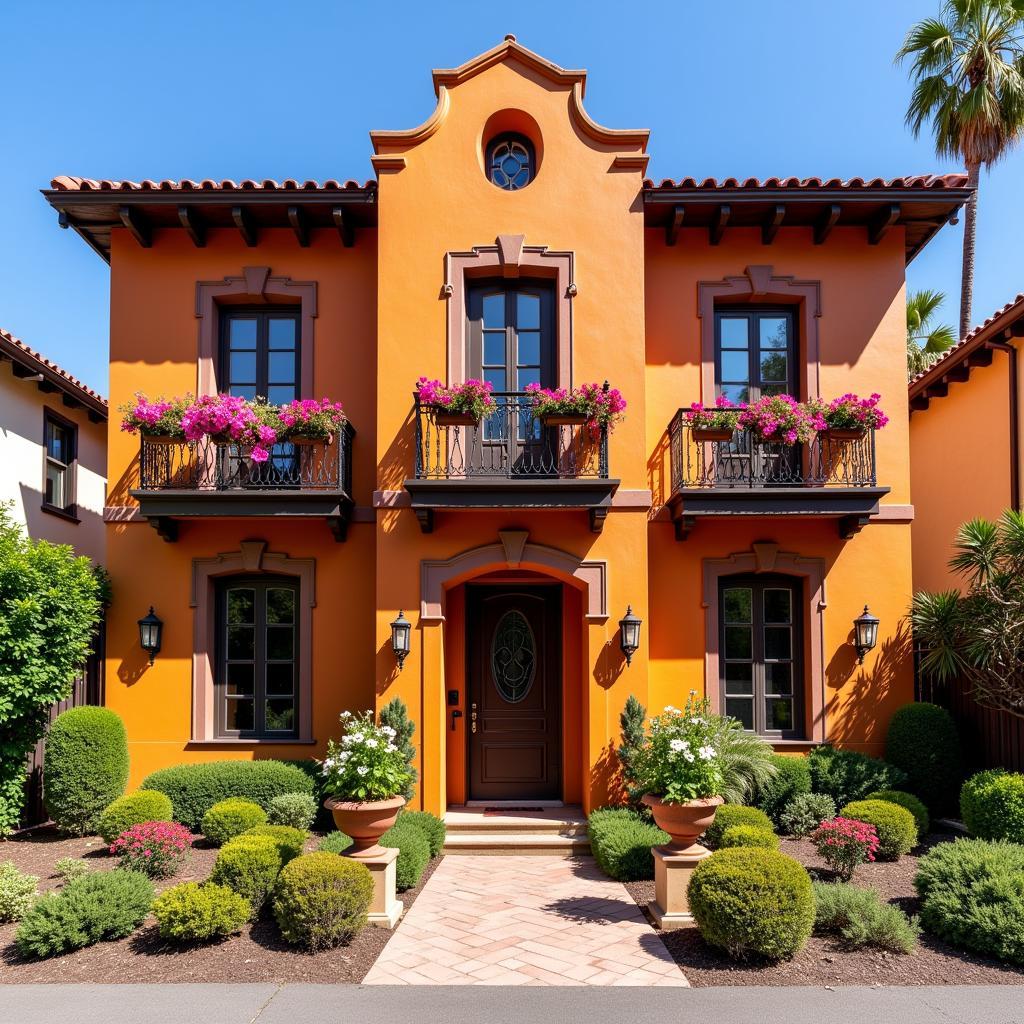 Charming Spanish home with flower boxes and a welcoming facade