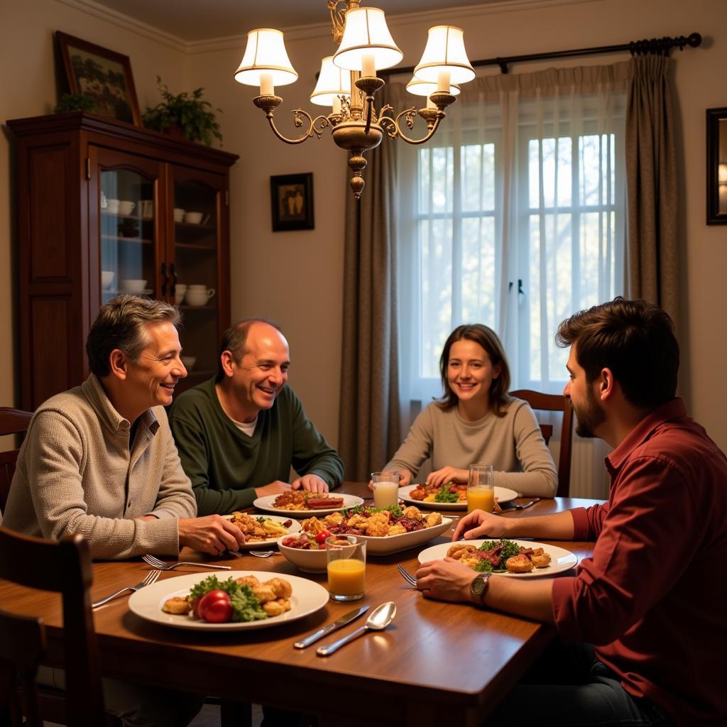 Family Dinner in a Spanish Homestay