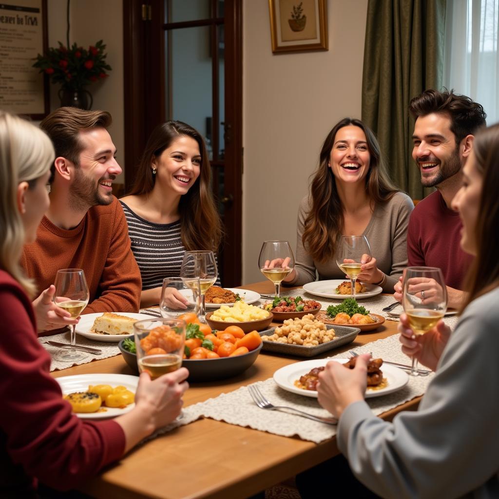 Family Dinner in a Spanish Homestay