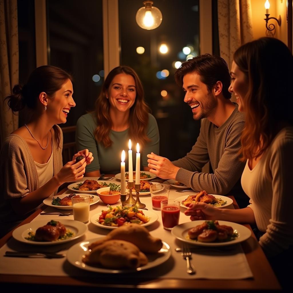 Sharing a Meal in a Spanish Homestay