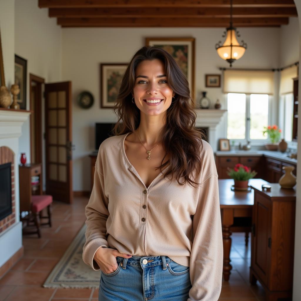 Smiling Spanish homestay host