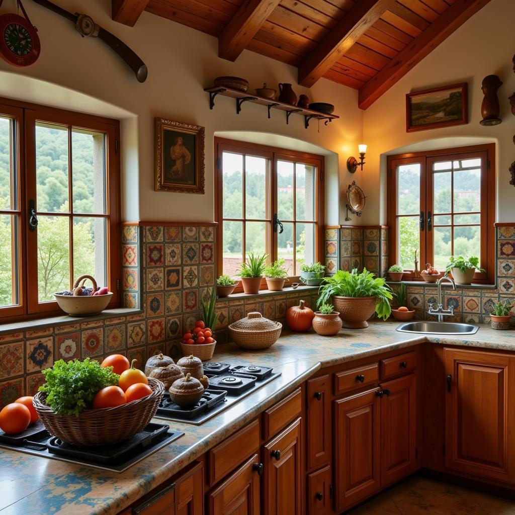 A traditional Spanish kitchen in a homestay