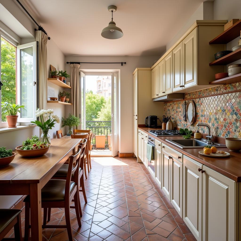 Bright and Airy Spanish Homestay Kitchen