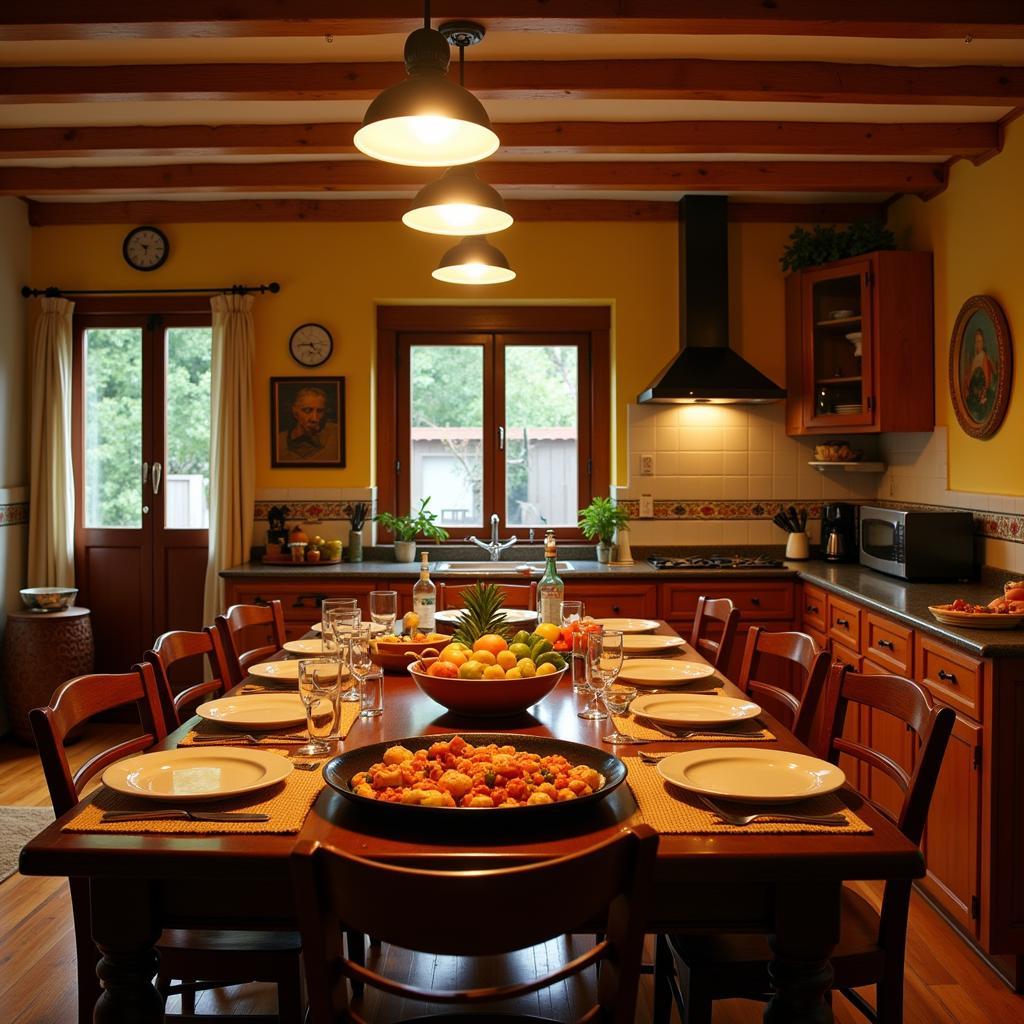 Authentic Spanish Homestay Kitchen with Paella