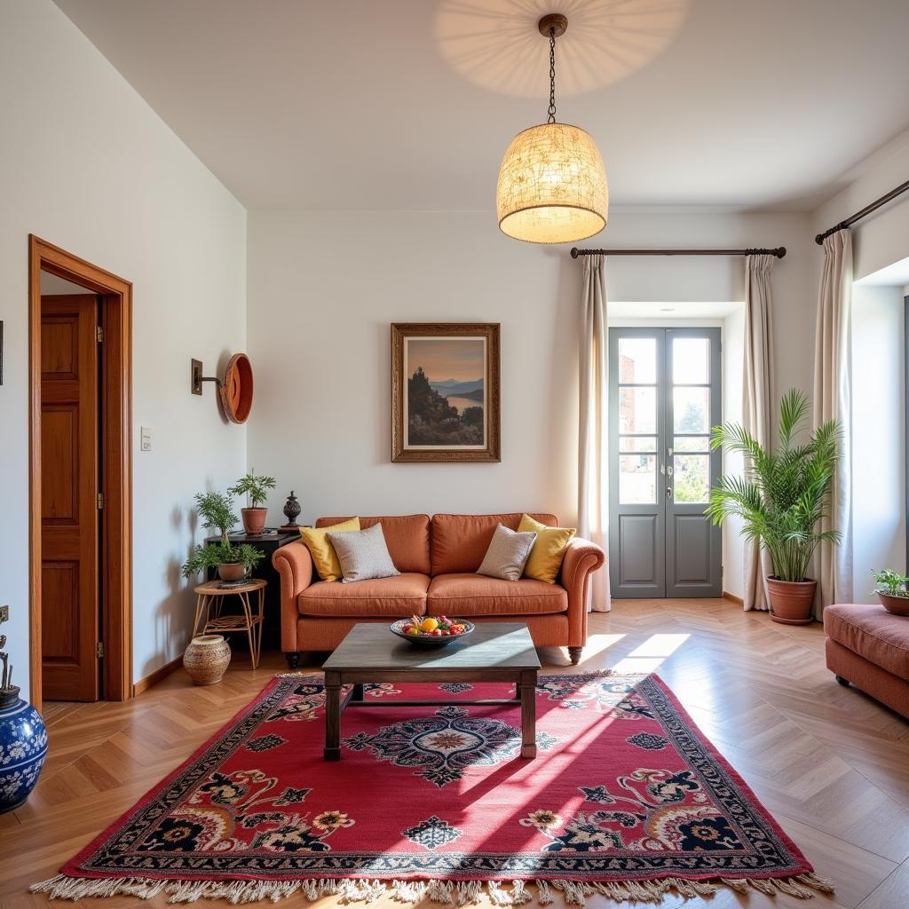 Spacious living room in a Spanish homestay