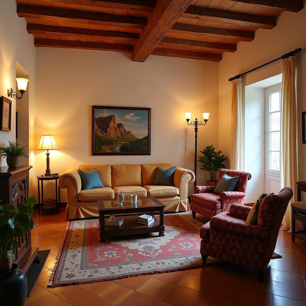 A cozy living room in a Spanish homestay