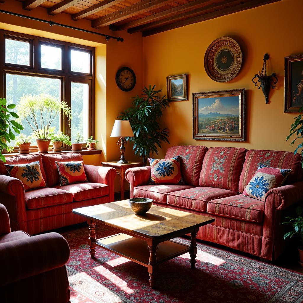 Cozy living room in a Spanish homestay