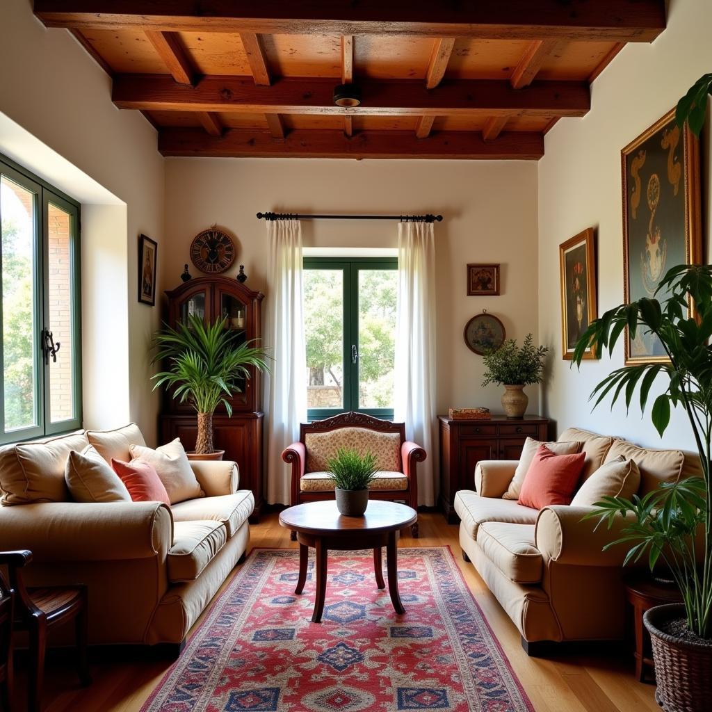 Relaxing in a comfortable Spanish homestay living room