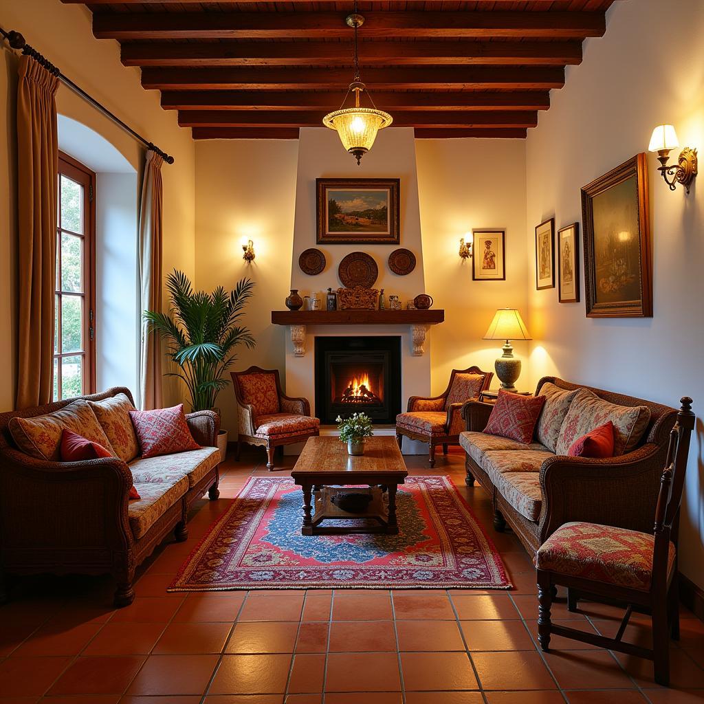 Cozy living room in a Spanish homestay