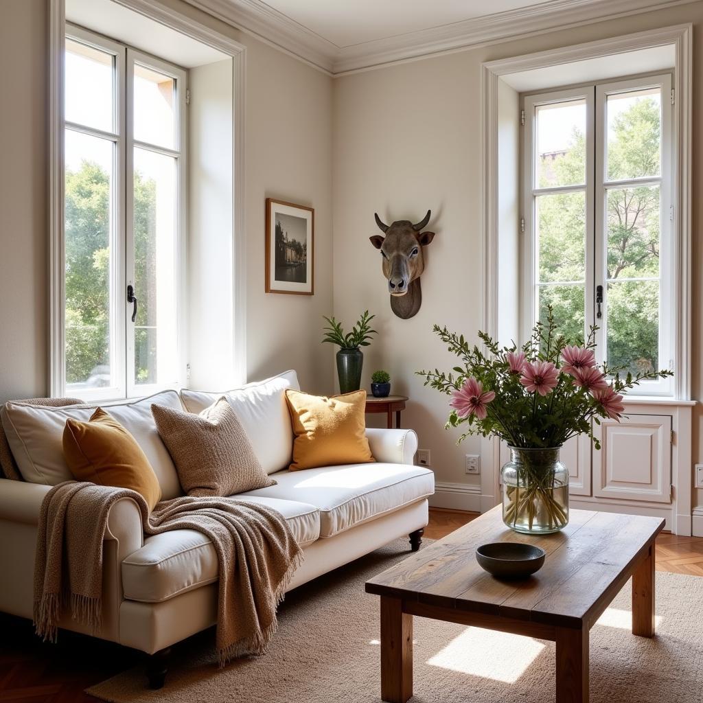 A Spanish homestay living room adorned with Zara Home decor